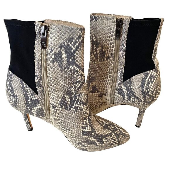 Carolinna‎ Espinosa Snakeskin Animal Print Boots Side Zip Chic City Modern Sz 6M - Picture 2 of 10